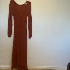 Source Unknown Rust Long Sleeve Maxi Dress